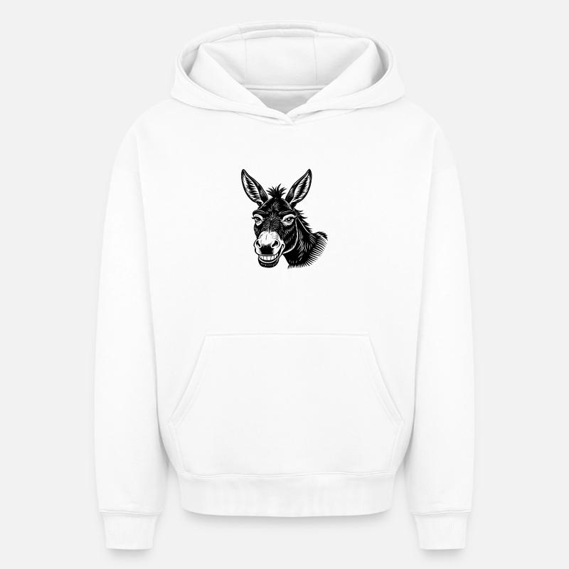 Sourire d’âne - Sweat à capuche unisexe oversize épais SPREAD - blanc