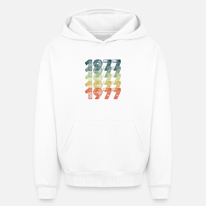 Année 1977 - Sweat à capuche unisexe oversize épais SPREAD - blanc