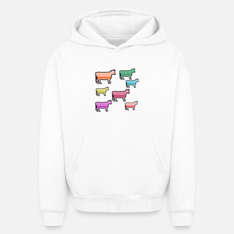 Vaches - Sweat à capuche unisexe oversize épais SPREAD - blanc