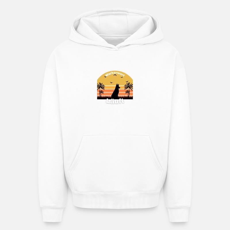 Exécution de mots de repère - Sweat à capuche unisexe oversize épais SPREAD - blanc