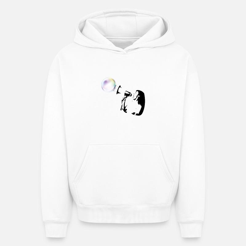 Bubble shot - Sweat à capuche unisexe oversize épais SPREAD - blanc