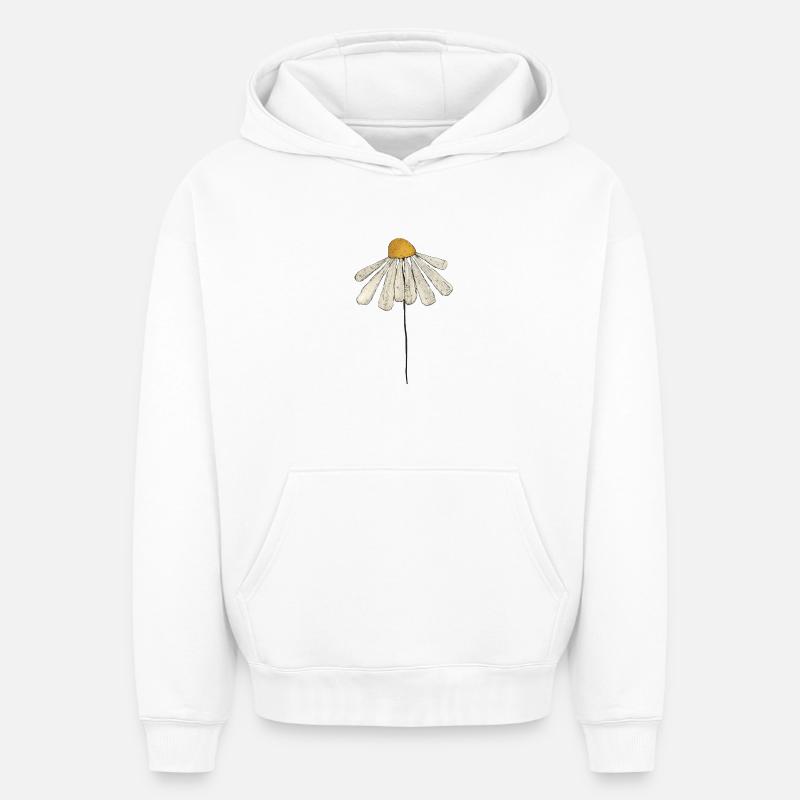 Daisy Minimal Illustration - Sweat à capuche unisexe oversize épais SPREAD - blanc