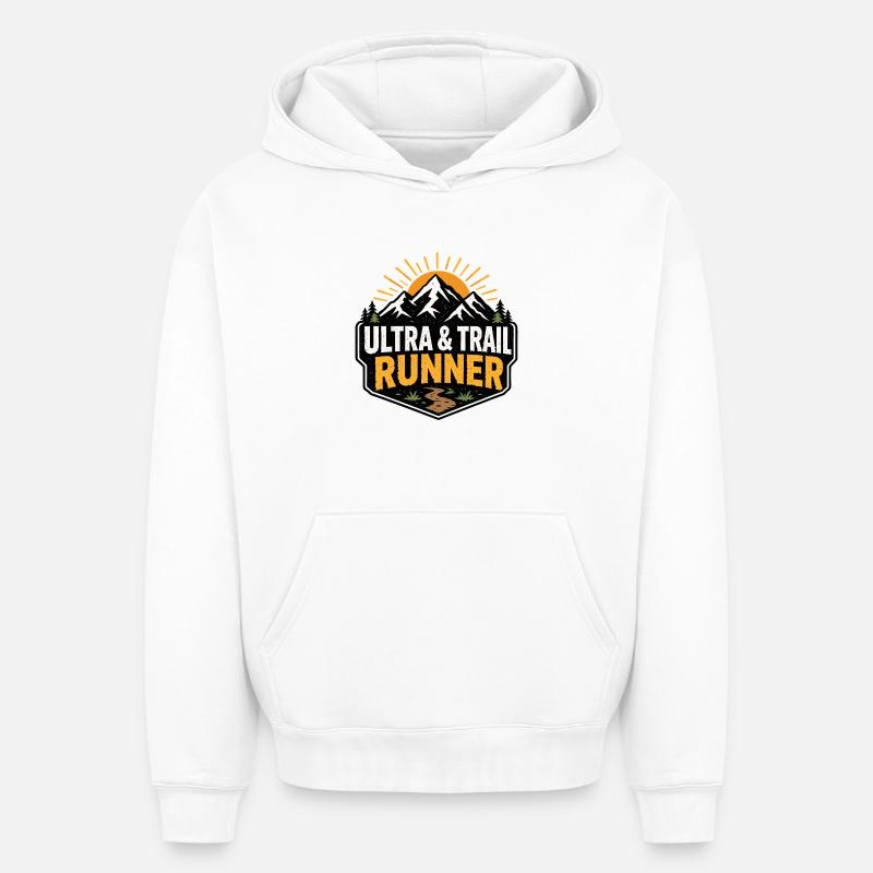 Ultra et trail runner - Sweat à capuche unisexe oversize épais SPREAD - blanc
