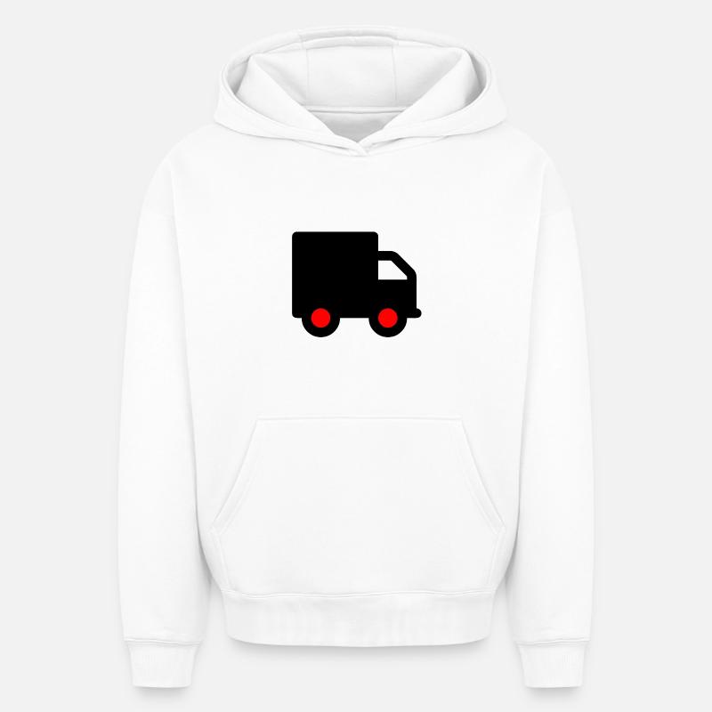 camion - Sweat à capuche unisexe oversize épais SPREAD - blanc