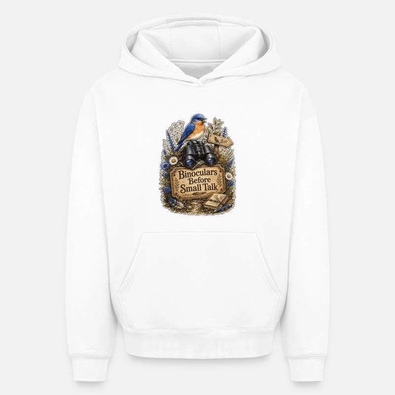 Binoculars Before Small Talk Clouds - Oversized Heavyweight Unisex Hoodie - white