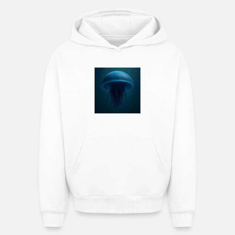 Méduse bleu minuit - Sweat à capuche unisexe oversize épais SPREAD - blanc