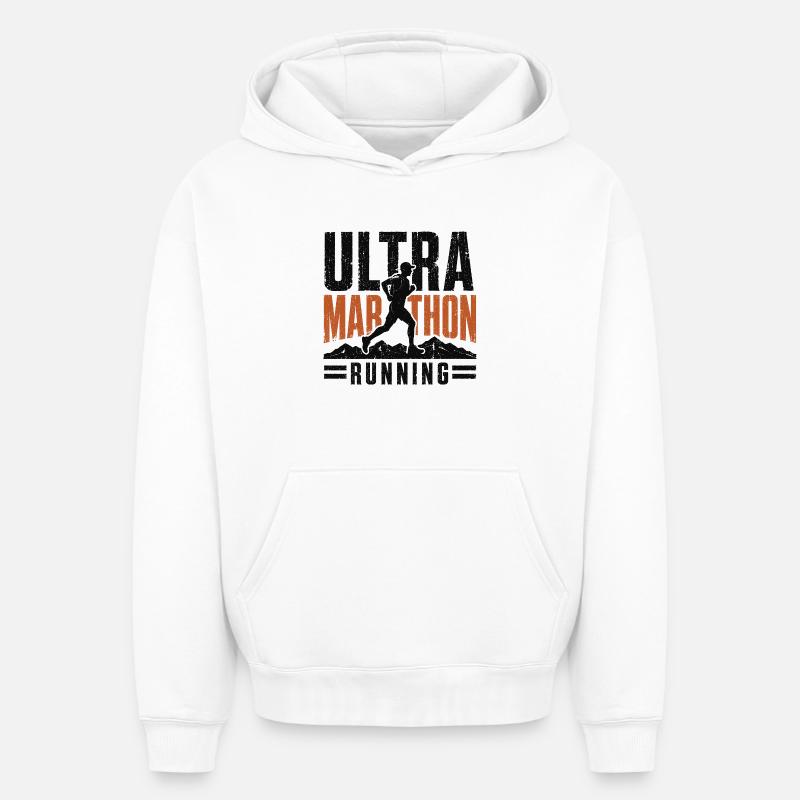 Course d’ultramarathon en détresse - Sweat à capuche unisexe oversize épais SPREAD - blanc