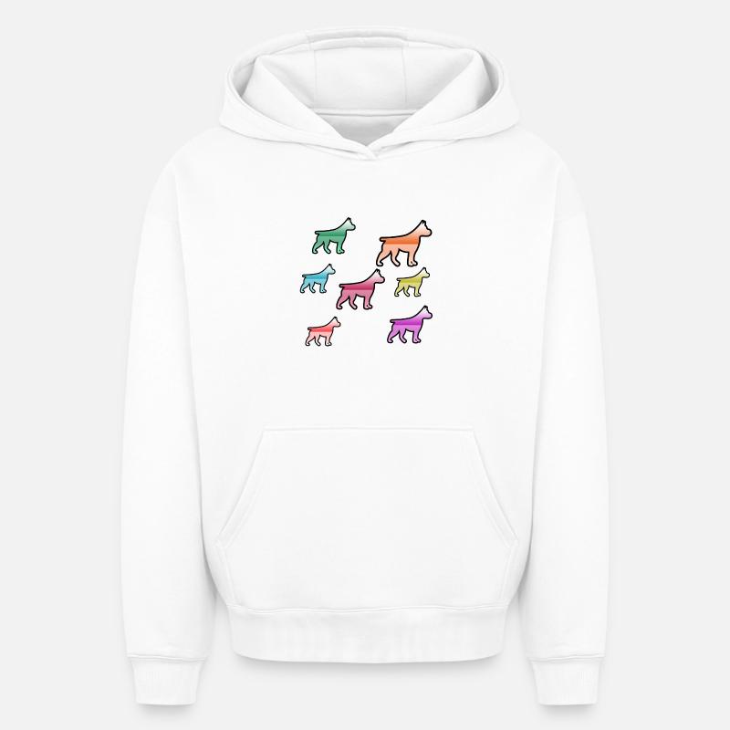 canine - Sweat à capuche unisexe oversize épais SPREAD - blanc