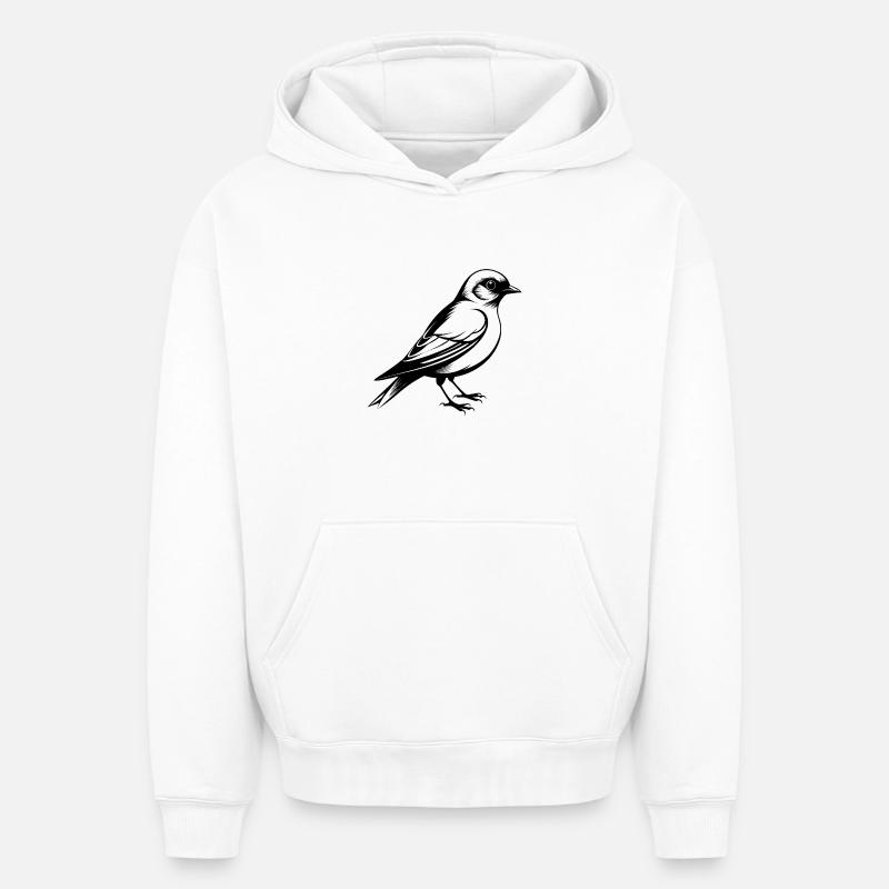 Merlebleu de l’Est - Sweat à capuche unisexe oversize épais SPREAD - blanc