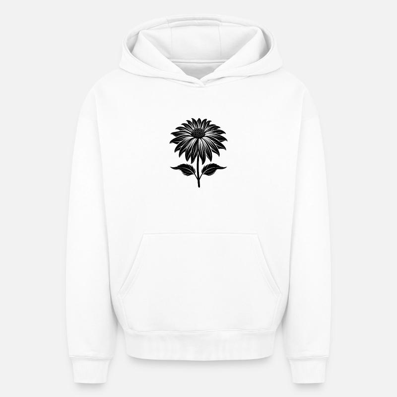 Échinacée - Sweat à capuche unisexe oversize épais SPREAD - blanc