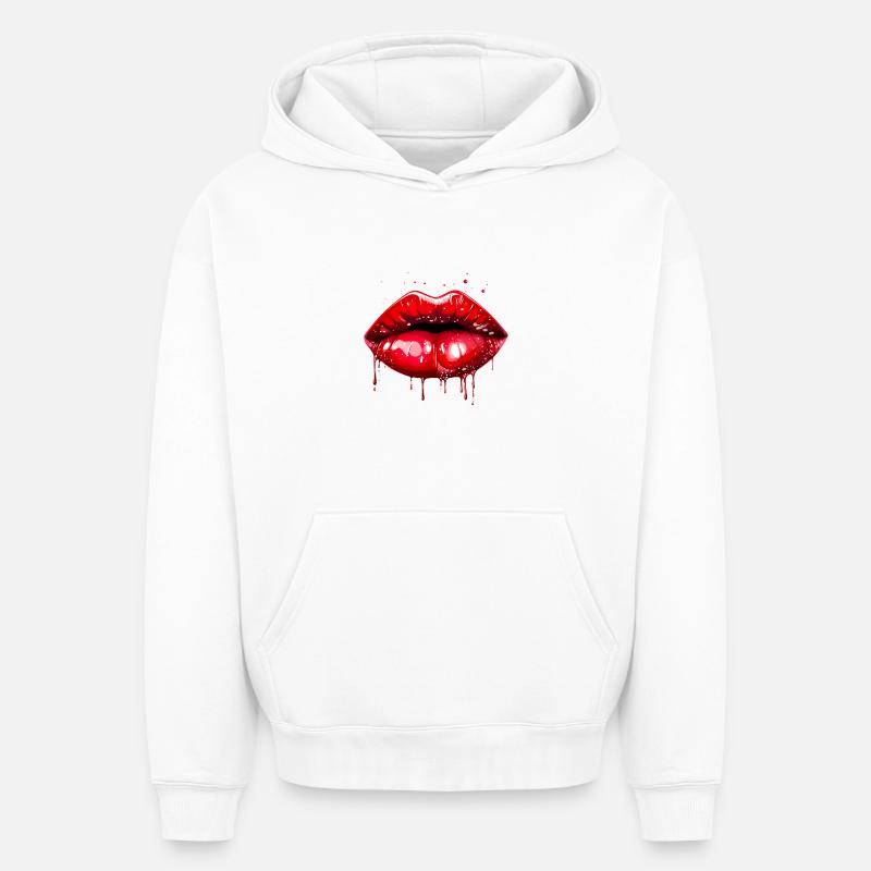 Lipps, Design #3 - Sweat à capuche unisexe oversize épais SPREAD - blanc