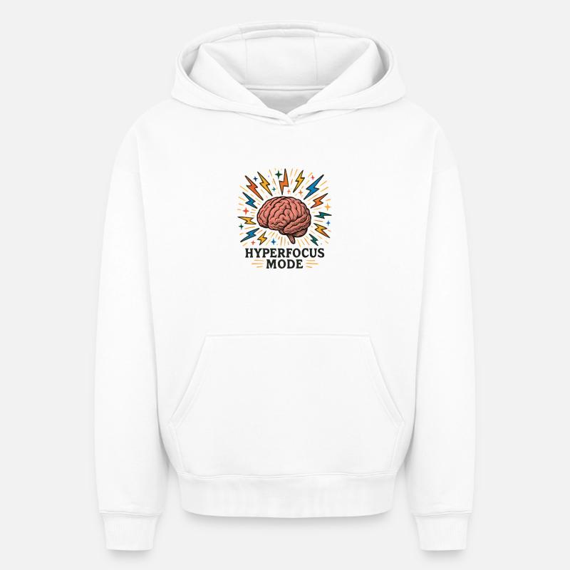 Hyperfocalisation du cerveau - Sweat à capuche unisexe oversize épais SPREAD - blanc