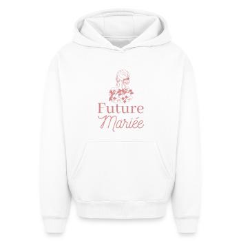 EVJF future mariée. Enterrement vie célibataire - Sweat à capuche unisexe oversize épais SPREAD - blanc - Devant - AI Model Female 172 dark (172cm) & AI Model Male 185 light (185cm)