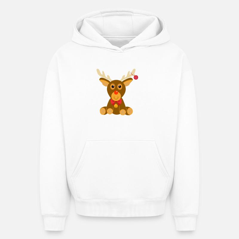 Renne Rudolph - Sweat à capuche unisexe oversize épais SPREAD - blanc