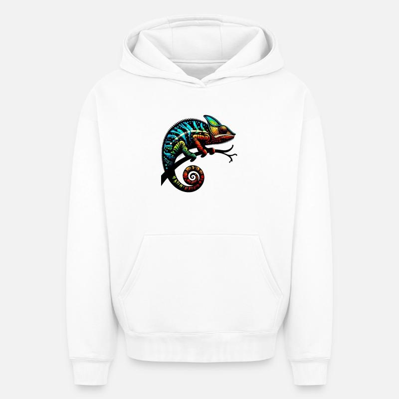 Caméléon - Sweat à capuche unisexe oversize épais SPREAD - blanc