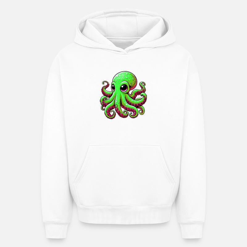Pieuvre - Sweat à capuche unisexe oversize épais SPREAD - blanc