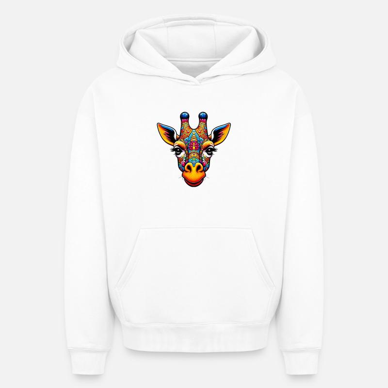 Girafe - Sweat à capuche unisexe oversize épais SPREAD - blanc