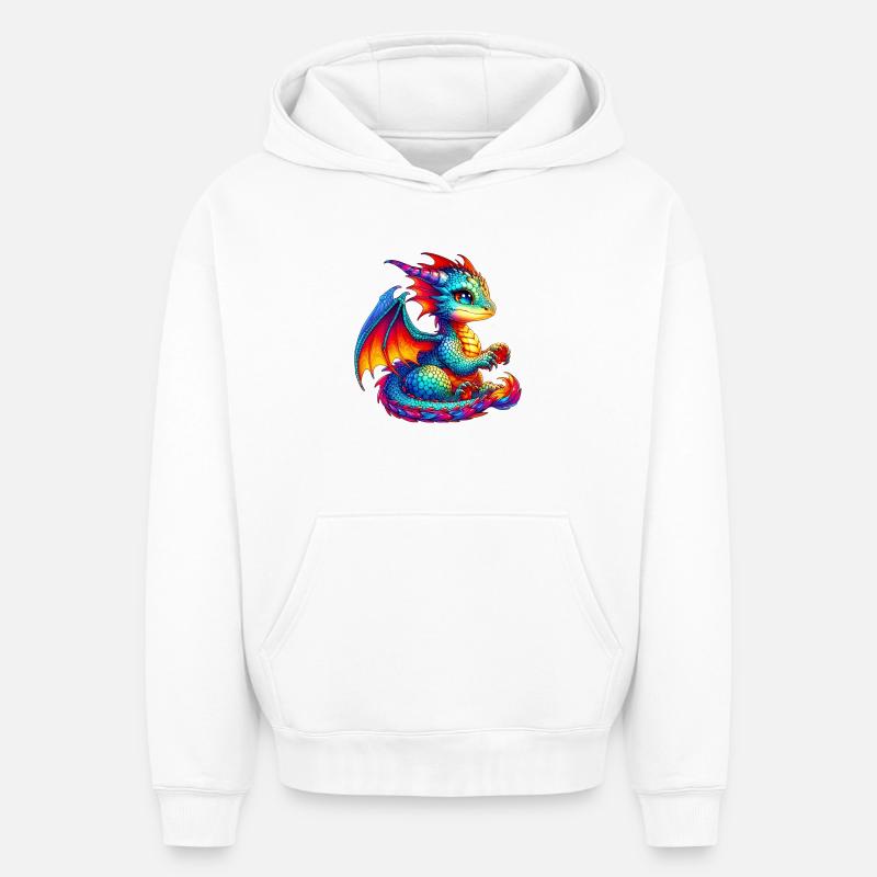 Dragon - Sweat à capuche unisexe oversize épais SPREAD - blanc