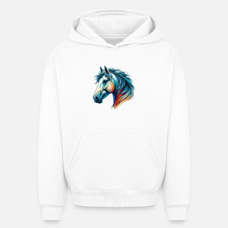 Cheval - Sweat à capuche unisexe oversize épais SPREAD - blanc