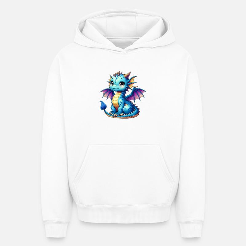 Dragon - Sweat à capuche unisexe oversize épais SPREAD - blanc