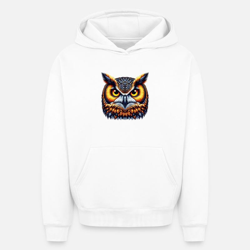 Hibou - Sweat à capuche unisexe oversize épais SPREAD - blanc
