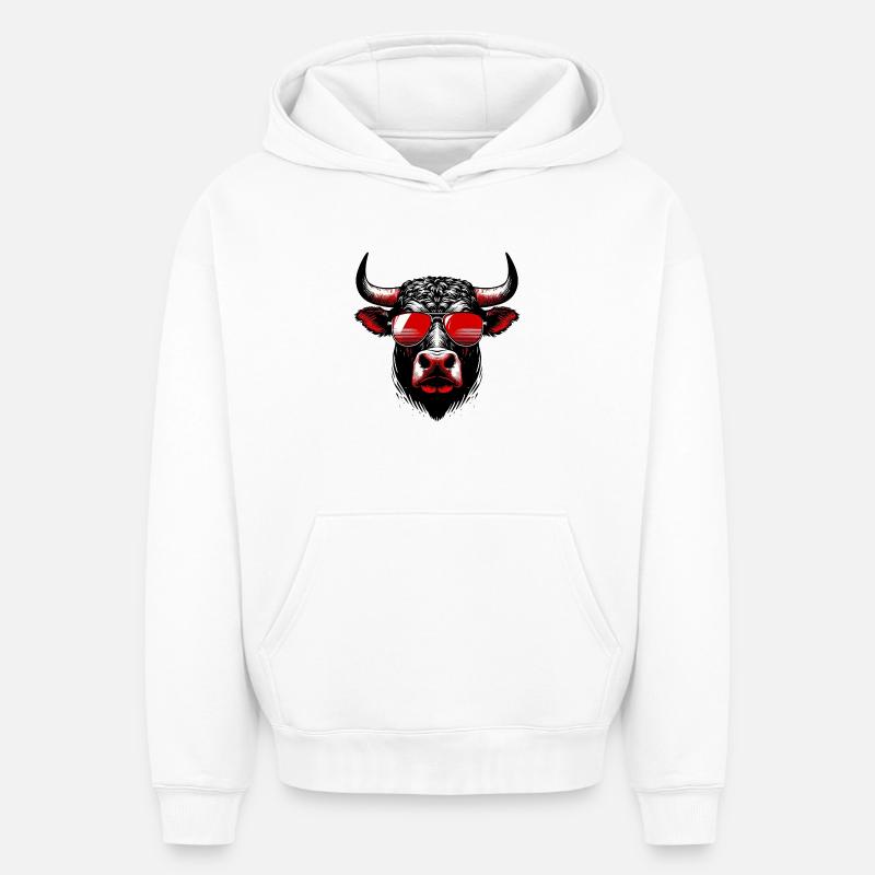 Taureau - Sweat à capuche unisexe oversize épais SPREAD - blanc
