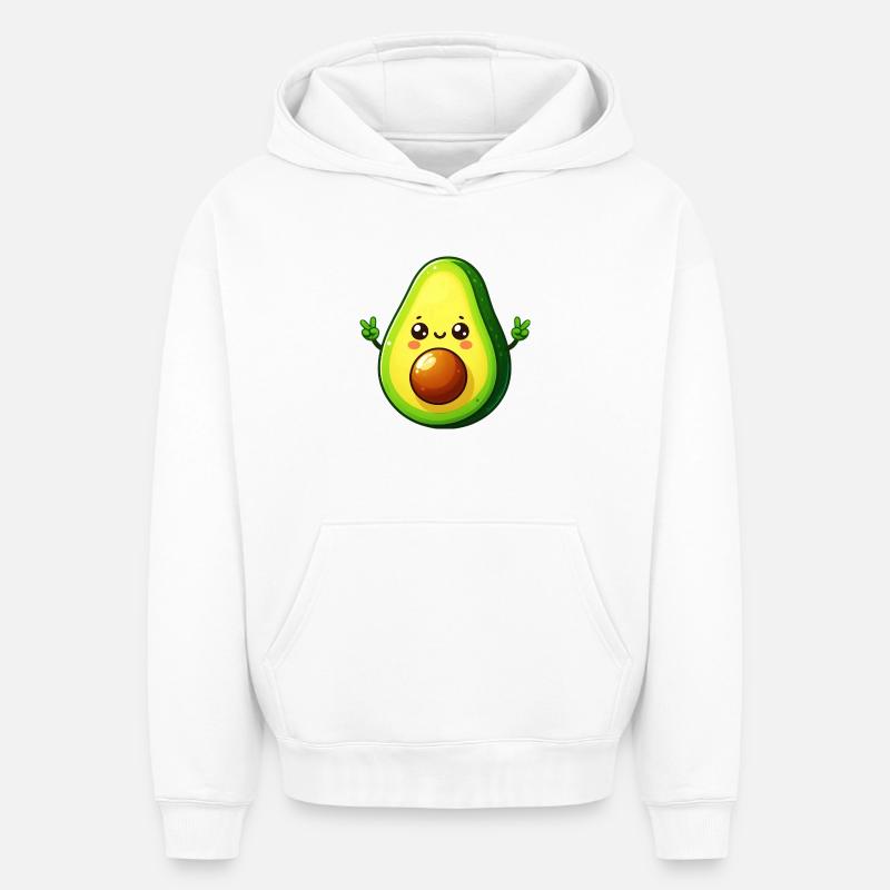 Avocat - Sweat à capuche unisexe oversize épais SPREAD - blanc