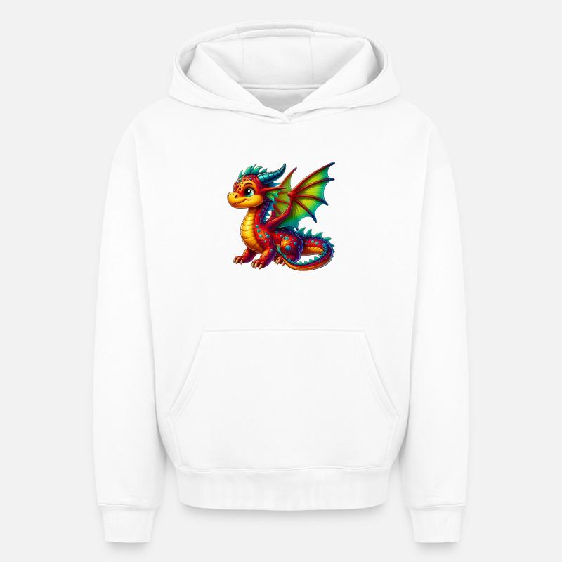 Dragon - Sweat à capuche unisexe oversize épais SPREAD - blanc