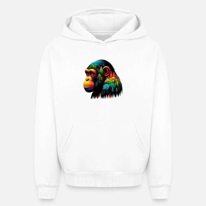 Singe - Sweat à capuche unisexe oversize épais SPREAD - blanc