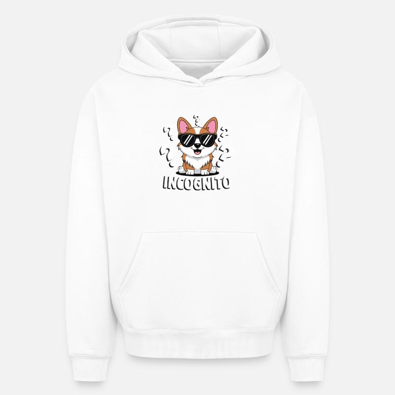 CHIENS INCOGNITO - Sweat à capuche unisexe oversize épais SPREAD - blanc