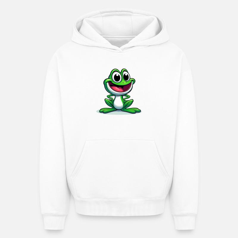 Grenouille - Sweat à capuche unisexe oversize épais SPREAD - blanc