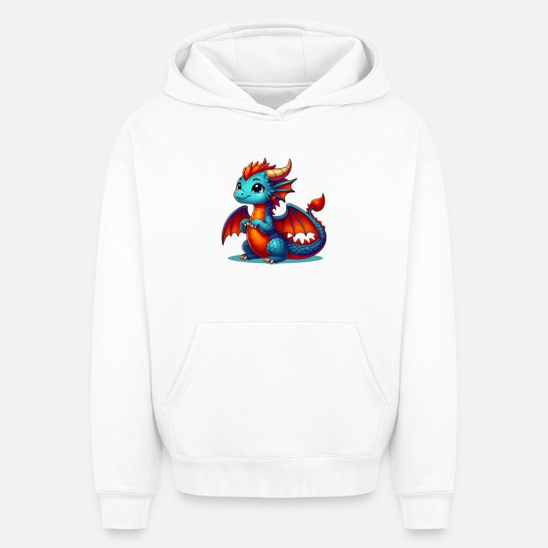 Dragon - Sweat à capuche unisexe oversize épais SPREAD - blanc