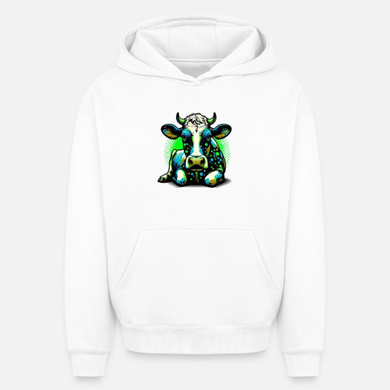 Vache - Sweat à capuche unisexe oversize épais SPREAD - blanc