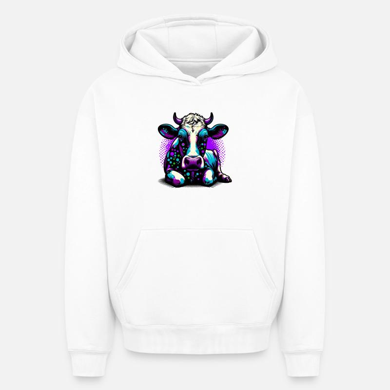 Vache - Sweat à capuche unisexe oversize épais SPREAD - blanc