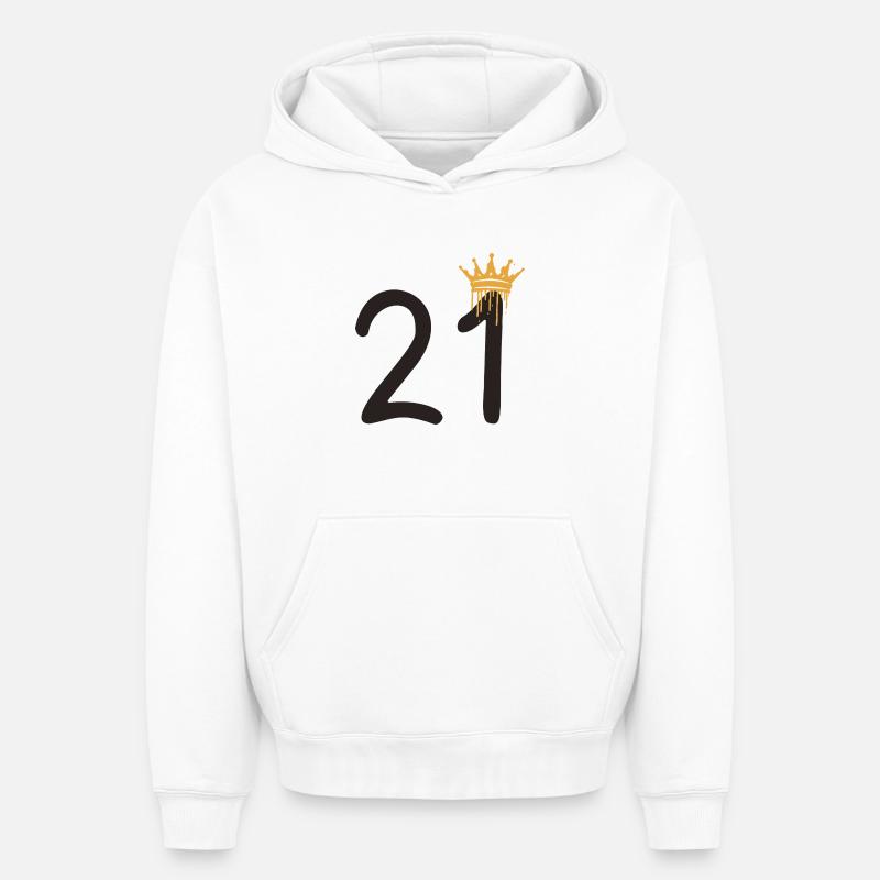 21 - Sweat à capuche unisexe oversize épais SPREAD - blanc
