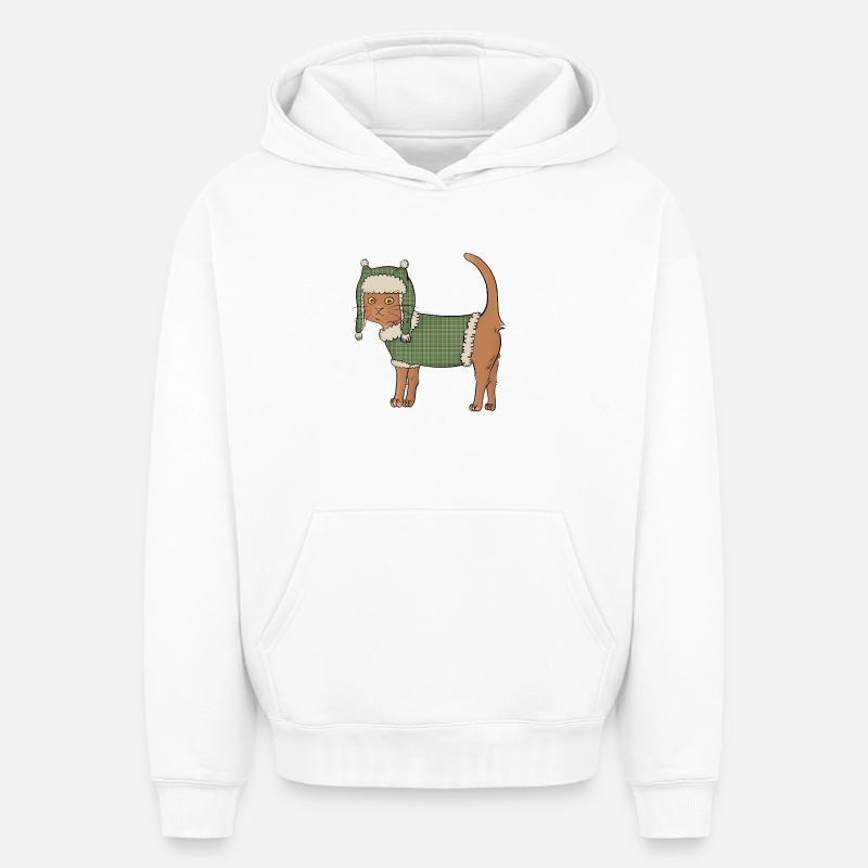 Chat-pka - Sweat à capuche unisexe oversize épais SPREAD - blanc