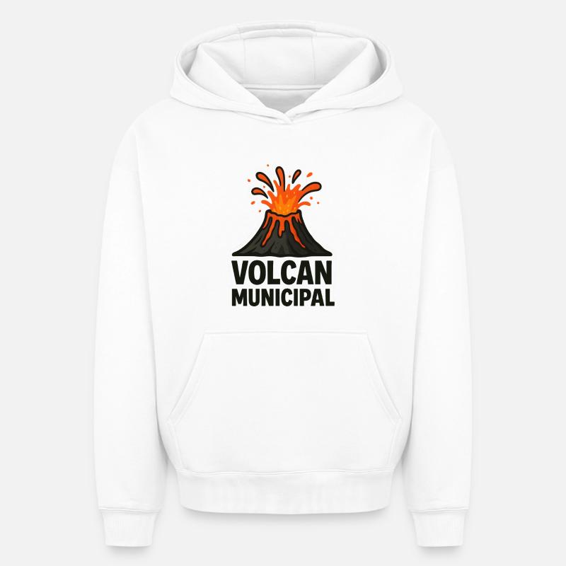 Volcan Municipal Tee - Sweat à capuche unisexe oversize épais SPREAD - blanc