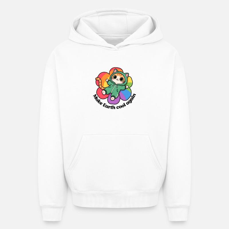 Make earth cool again - Sweat à capuche unisexe oversize épais SPREAD - blanc