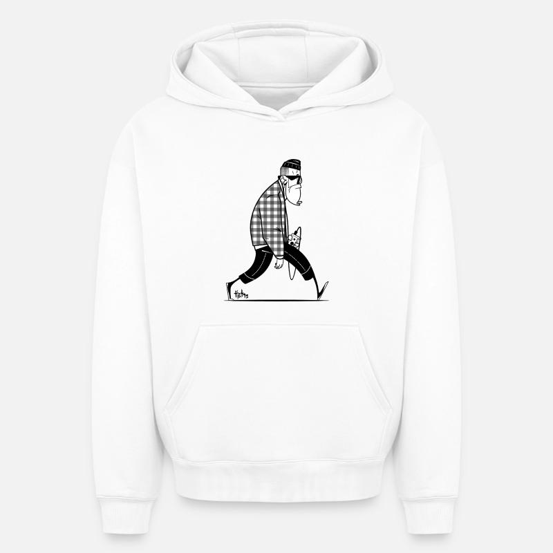 hipster - Sweat à capuche unisexe oversize épais SPREAD - blanc