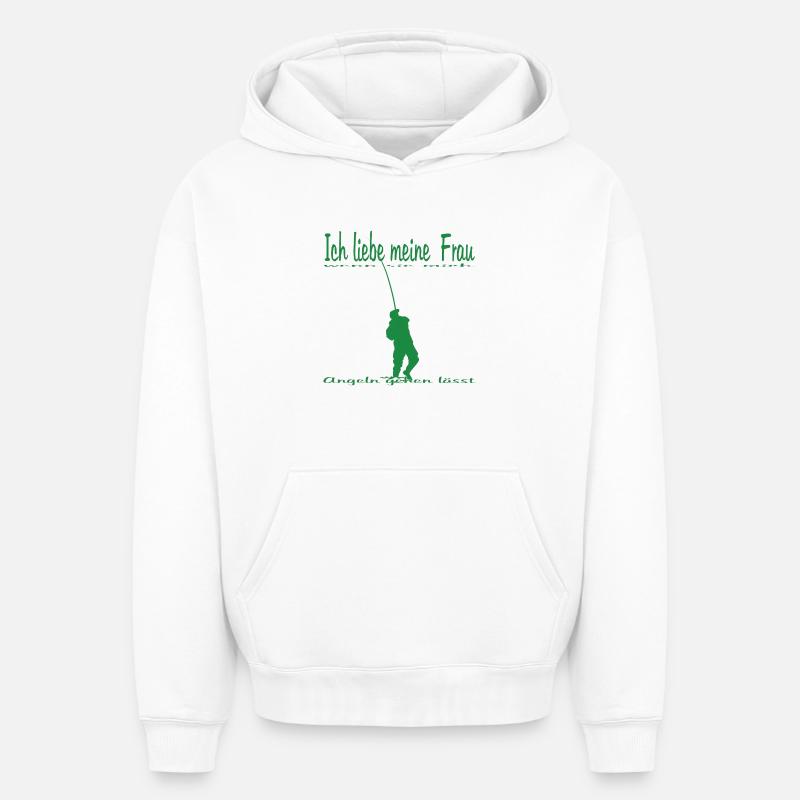 Pêcheur avec canne à pêche - Sweat à capuche unisexe oversize épais SPREAD - blanc