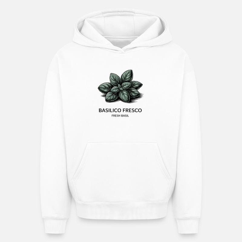 Fresque basilicale – basilic - Sweat à capuche unisexe oversize épais SPREAD - blanc