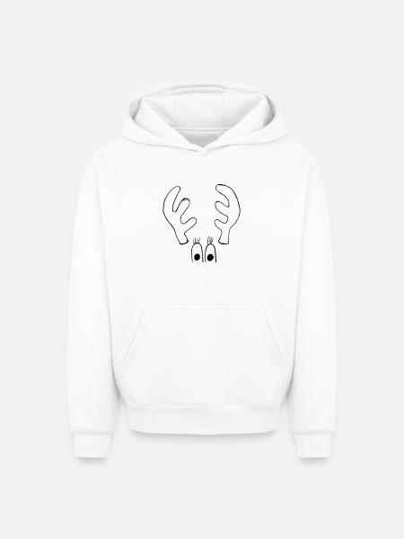 Moose with big eyes - Oversized Heavyweight Unisex Hoodie - white