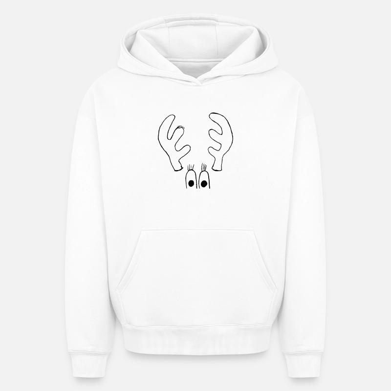 Elch mit großen Augen - Oversized Heavyweight Unisex Hoodie - Weiß