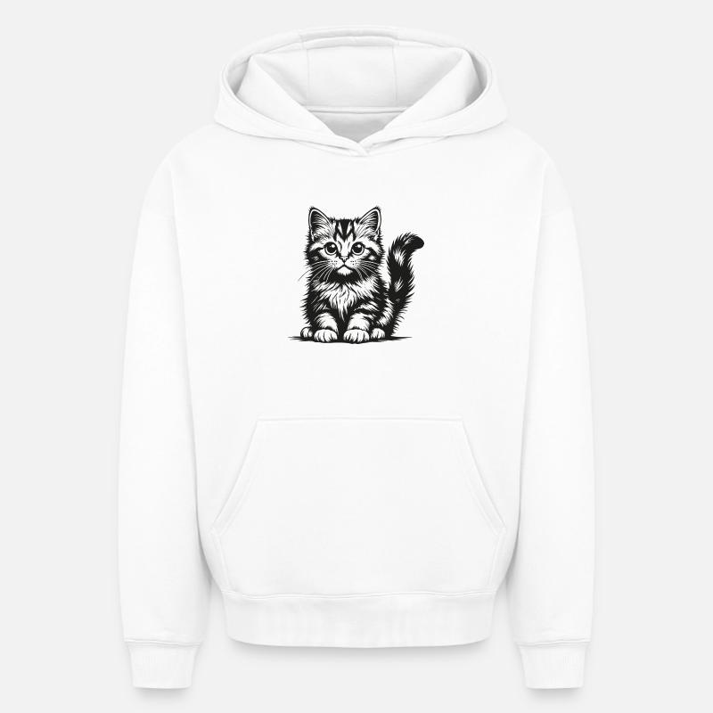 Silhouette des Chats Noirs - Sweat à capuche unisexe oversize épais SPREAD - blanc