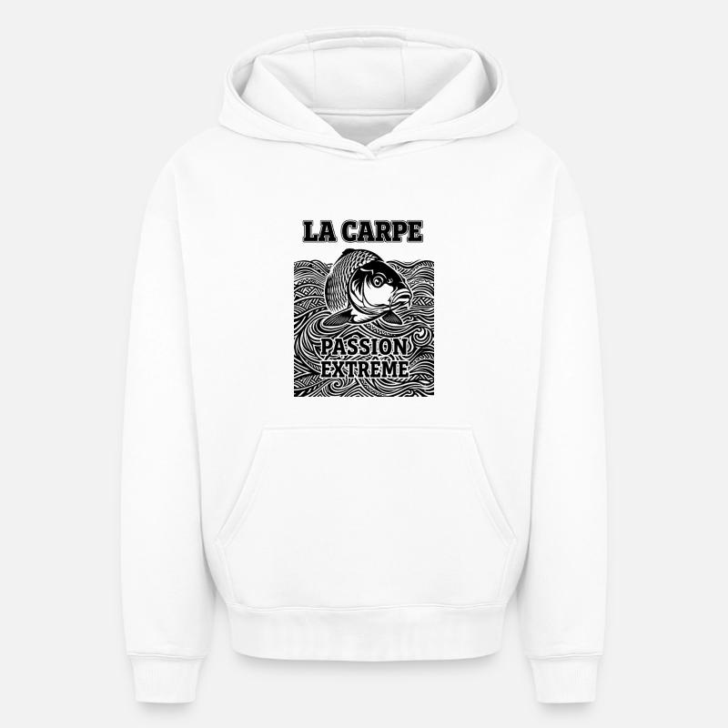 Carpe Passion Extrême - Sweat à capuche unisexe oversize épais SPREAD - blanc