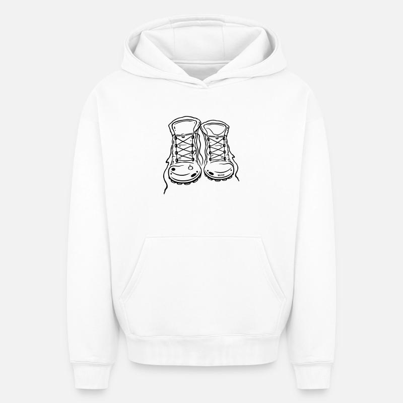 Bottes de randonnée - Sweat à capuche unisexe oversize épais SPREAD - blanc