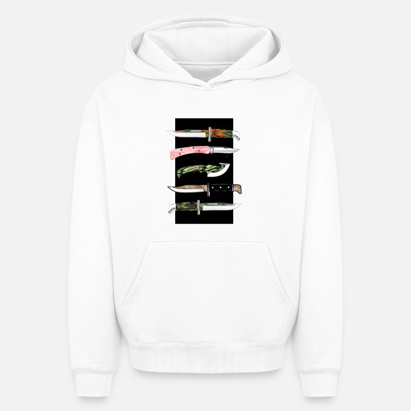 Couteau camouflage - Sweat à capuche unisexe oversize épais SPREAD - blanc