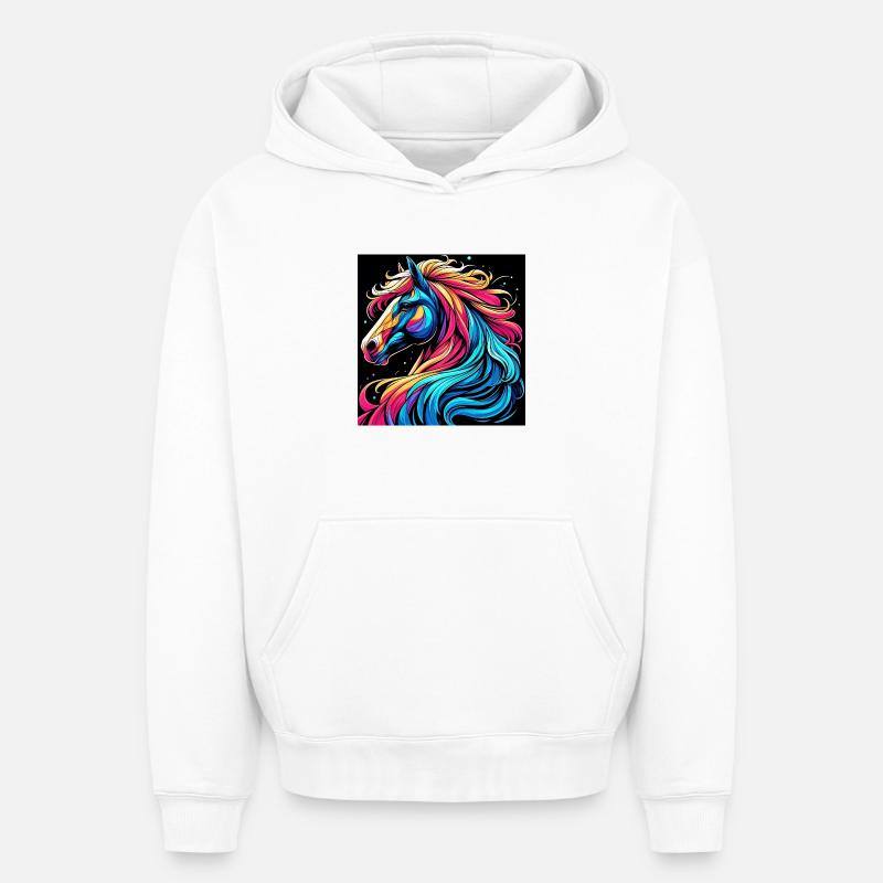 Cheval - Sweat à capuche unisexe oversize épais SPREAD - blanc