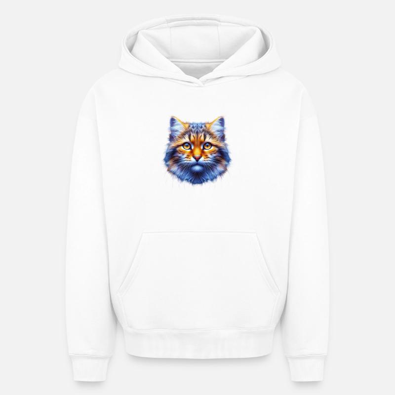 Chat - Sweat à capuche unisexe oversize épais SPREAD - blanc