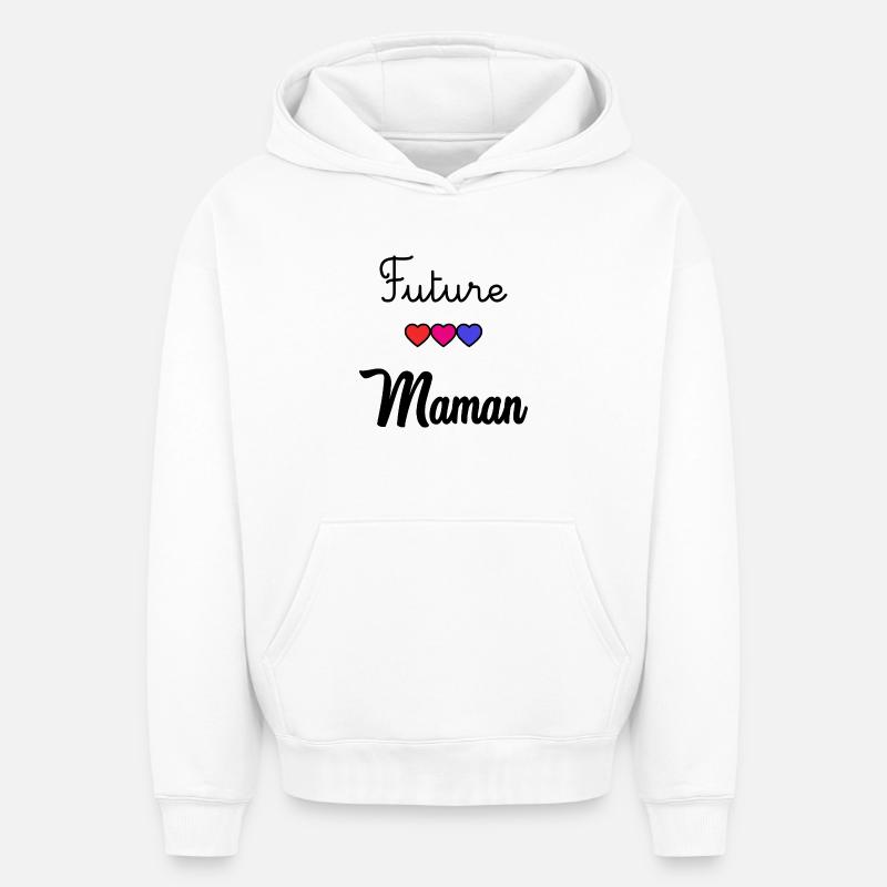 FUTURE MAMAN - Sweat à capuche unisexe oversize épais SPREAD - blanc